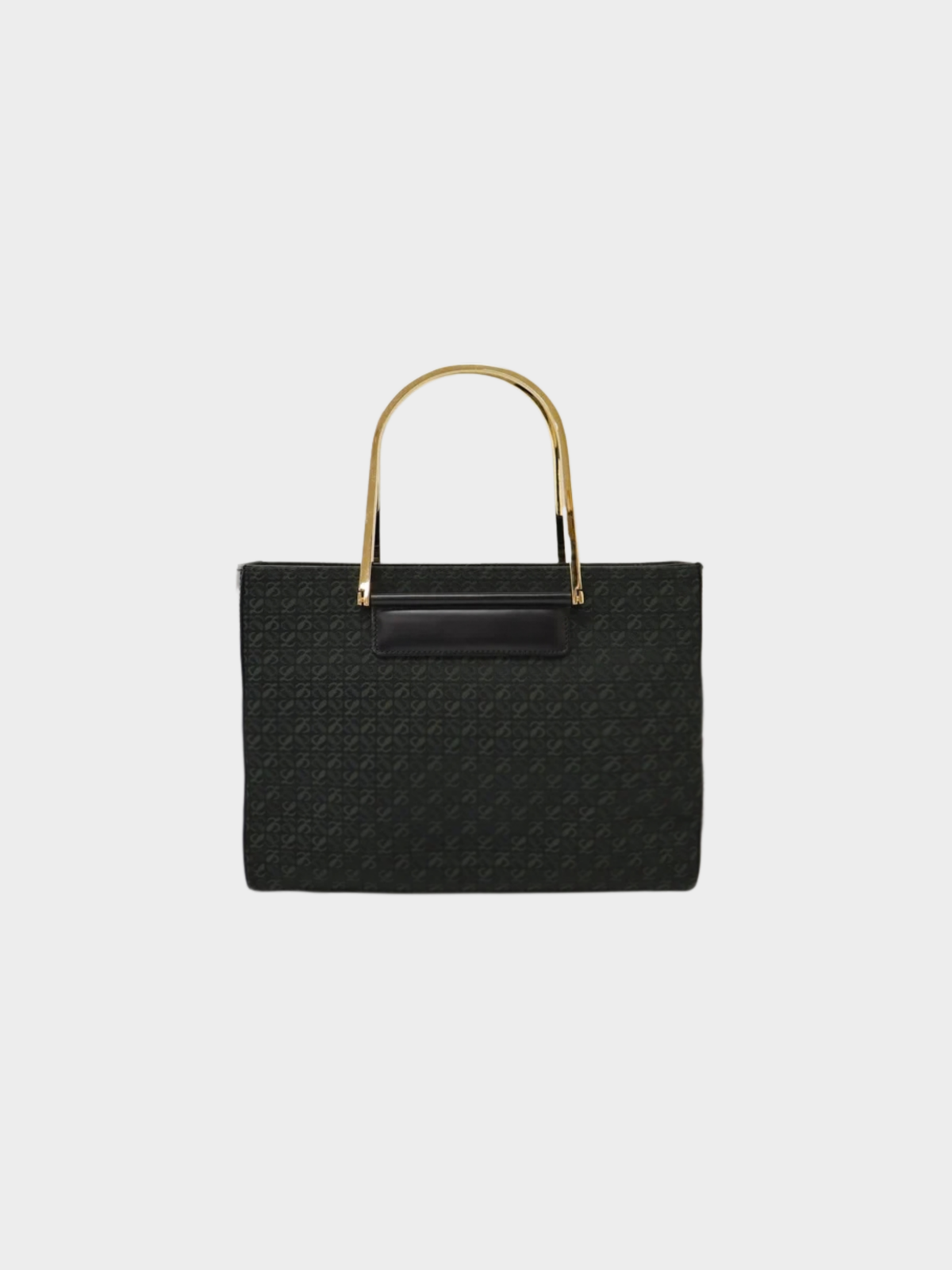 Loewe 2000s Black Green Anagram Canvas Handbag