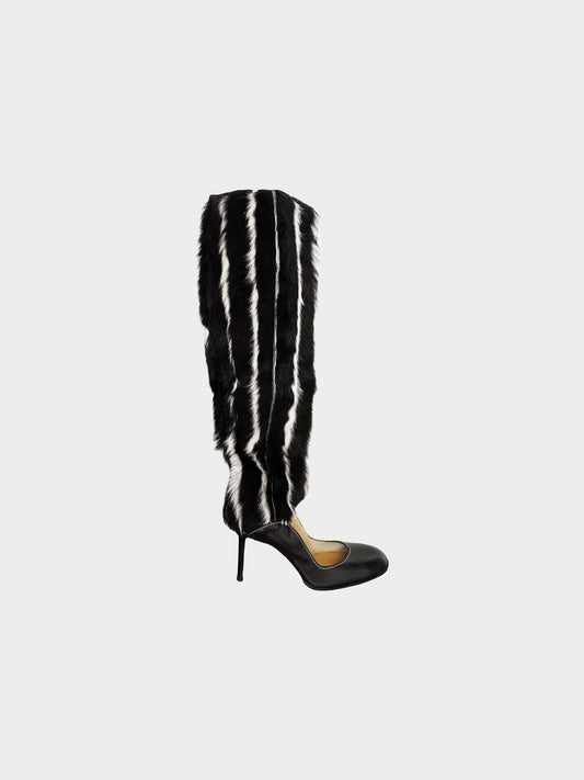 Givenchy 2010s Black and White Fur Heels