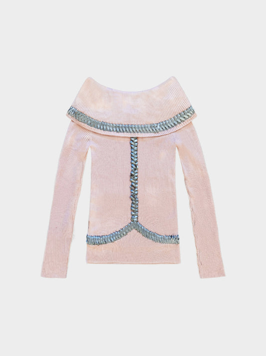 John Galliano 2000s Rare Ribbon Embellished Knitted Sweater