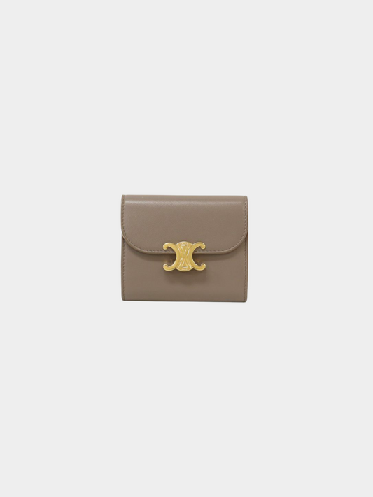 Celine 2000s Graige Leather Small Flap Wallet Triomphe
