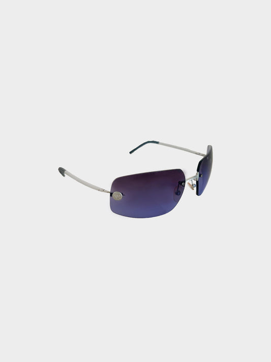 Chanel by Karl Lagerfeld 2000s Purple CC Rimless Sunglasses