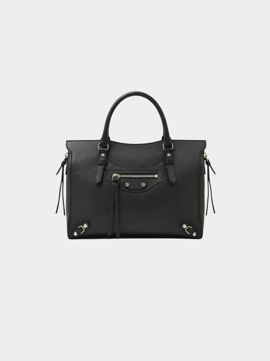 Balenciaga 2010s Black Leather Papier Mini Bag