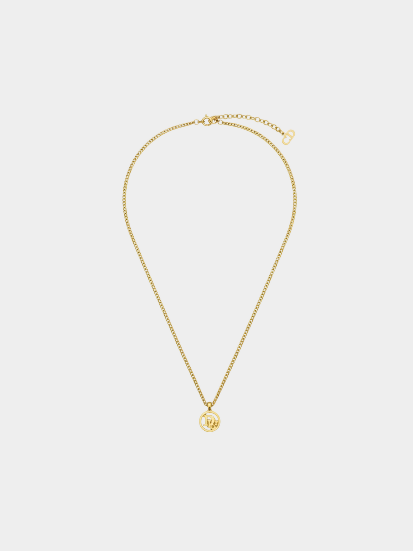 Christian Dior 2000s Gold Logo Round Necklace