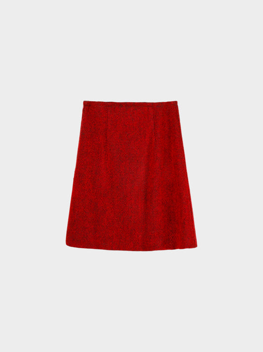 Miu Miu 2012 Red Checkered Wool Knit Mini Skirt