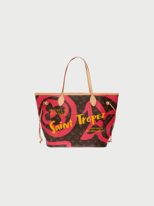 Louis Vuitton 2015 Brown Monogram Canvas Neverfull MM Saint Tropez Tote