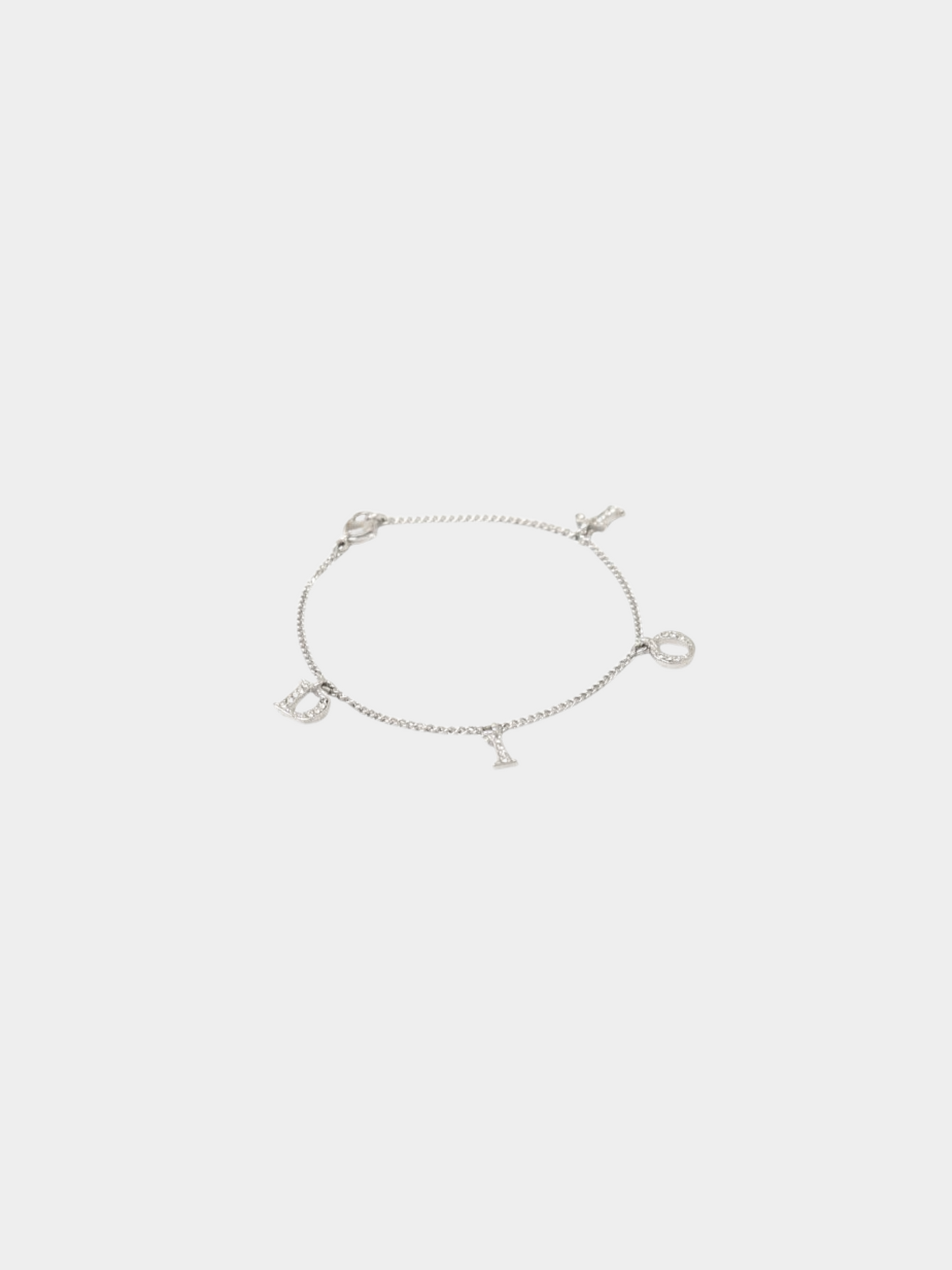 Christian Dior 2000s Rhinestone Logo Charm Bracelet