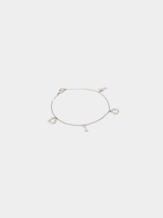 Christian Dior 2000s Rhinestone Logo Charm Bracelet