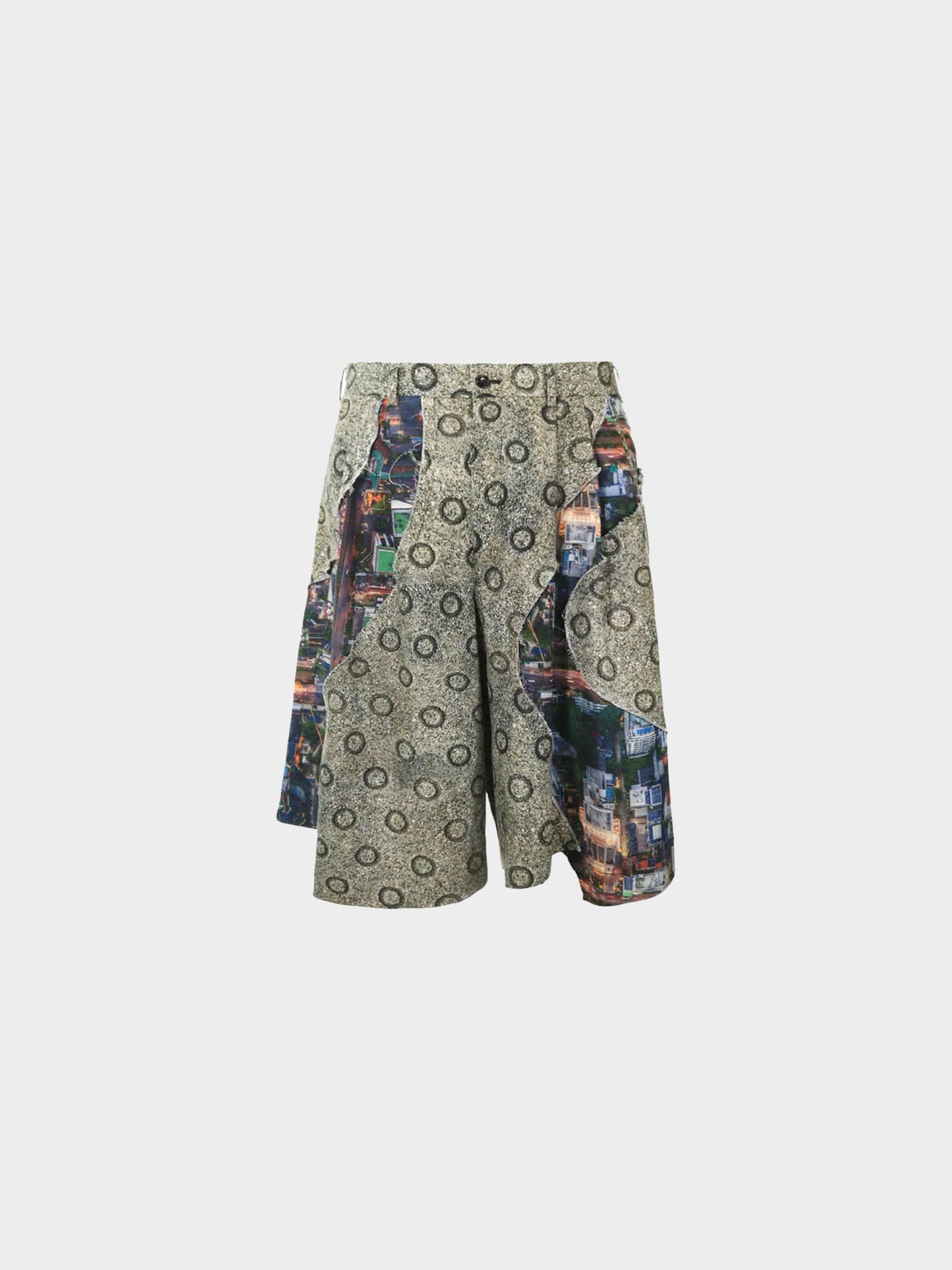 Comme des Garçons FW 2018 HOMME PLUS City Print Patchwork Wide Shorts
