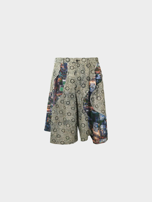 Comme des Garçons FW 2018 HOMME PLUS City Print Patchwork Wide Shorts
