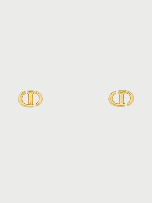 Christian Dior 2000s Gold Plated CD Navy Earrings