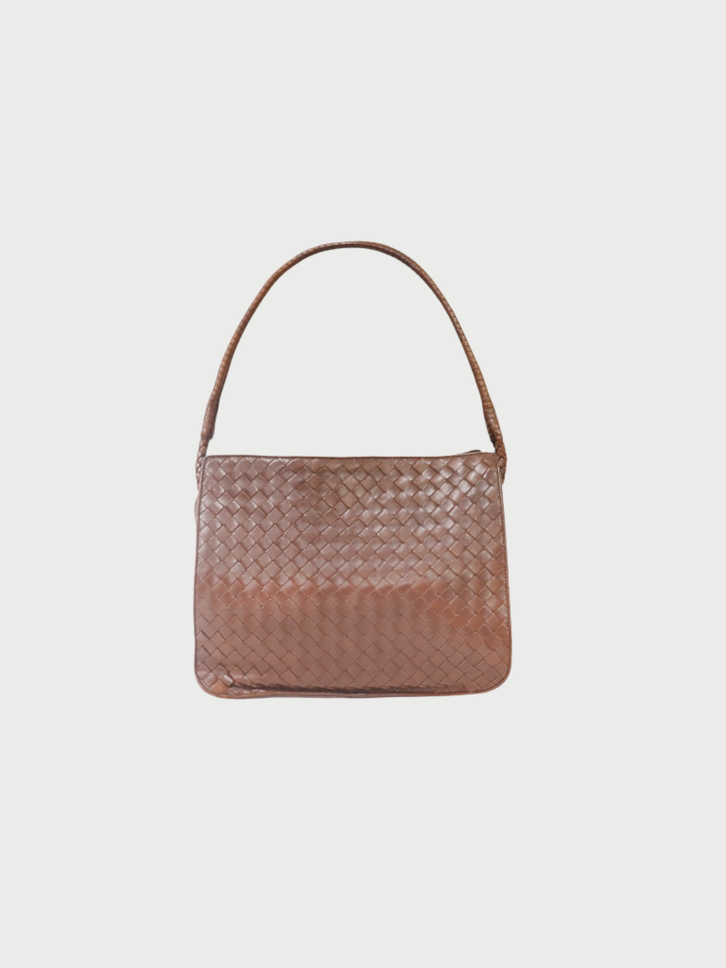 Bottega Veneta 2000s Brown Leather Intrecciato One-Shoulder Bag