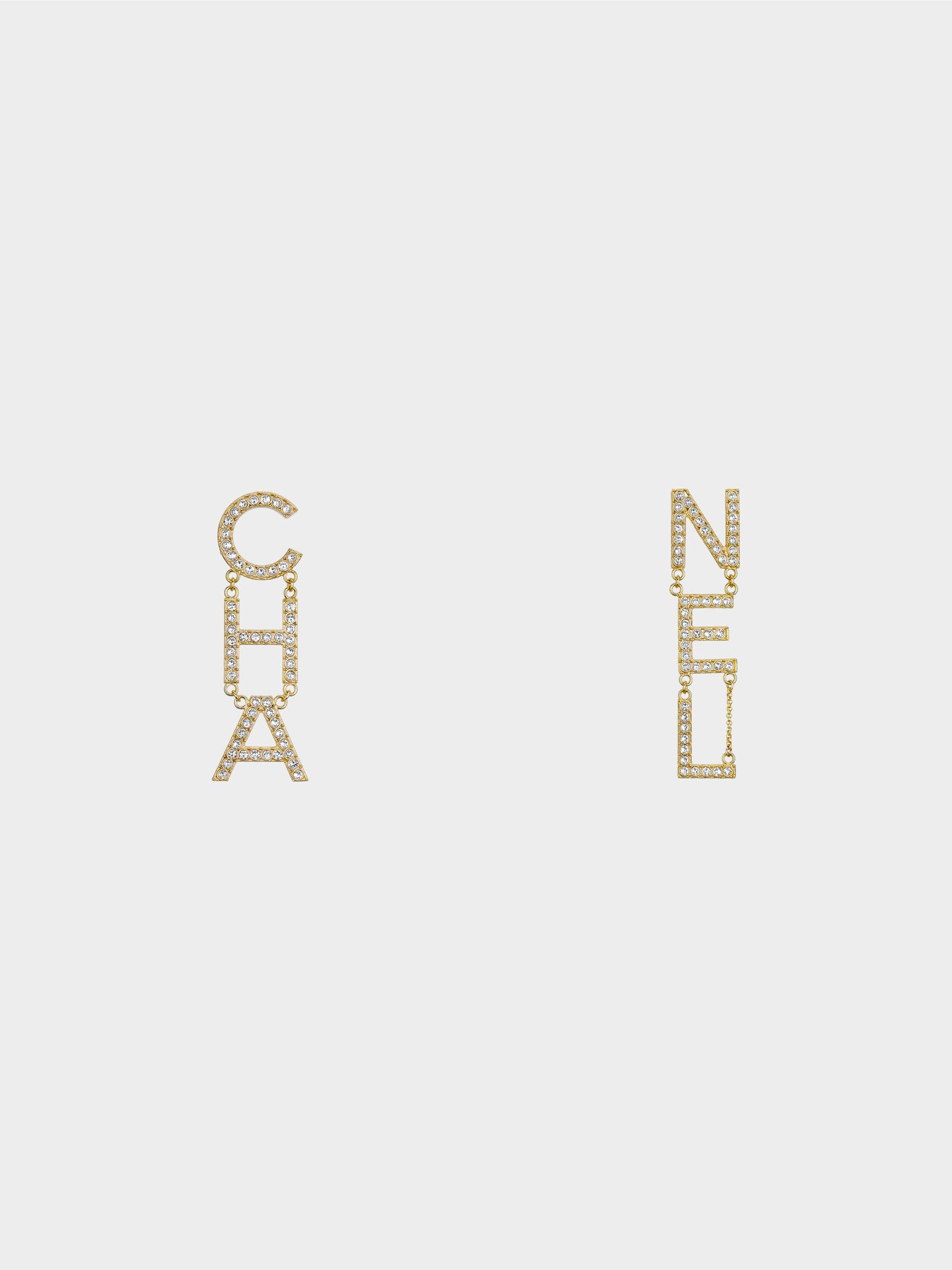 Chanel 2020 CHA-NEL Crystal Drop Earrings