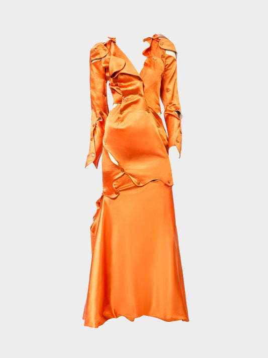 Vivienne Westwood FW 2007-2008 Orange Satin 'Flintstone' Dress and Cape