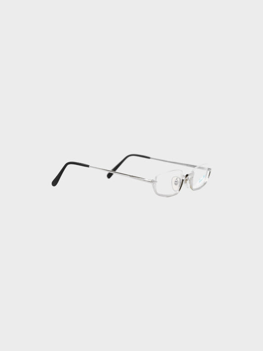 Thierry Mugler 1990s Silver Metal Frame No Correction Glasses
