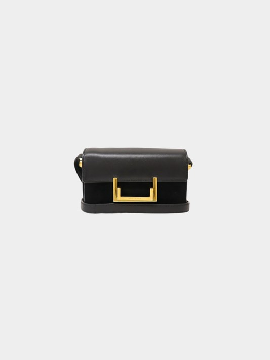 Yves Saint Laurent 2000s Black Loulou Leather Suede Shoulder Bag