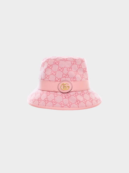 Gucci Late 2010s Pink Monogram Double G Bucket Hat