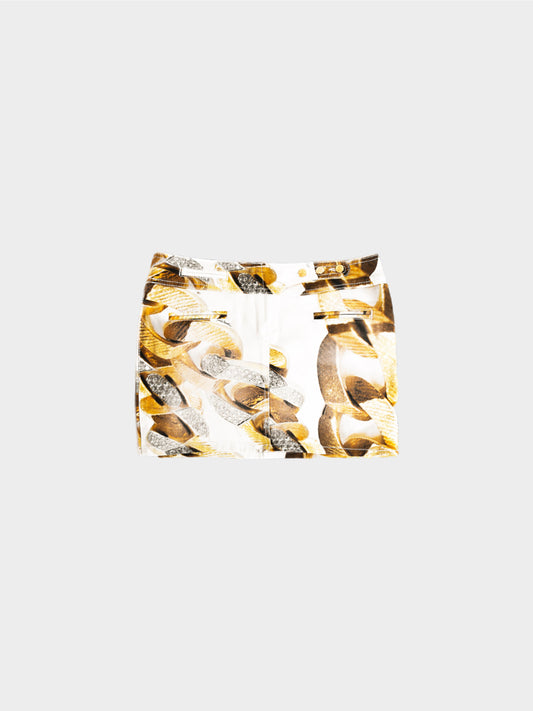 Roberto Cavalli 2000s Chain Print Skirt