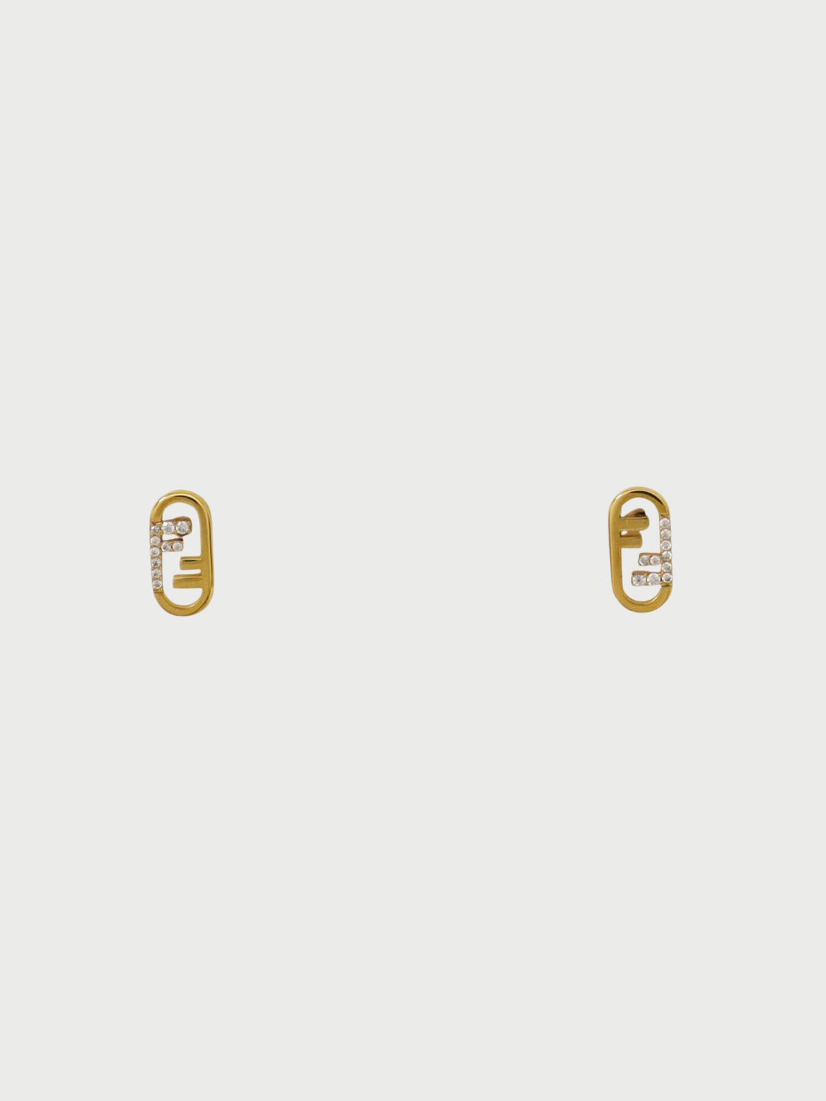 Fendi 2000s Gold Plated Metal Rhinestone O’Lock Earrings
