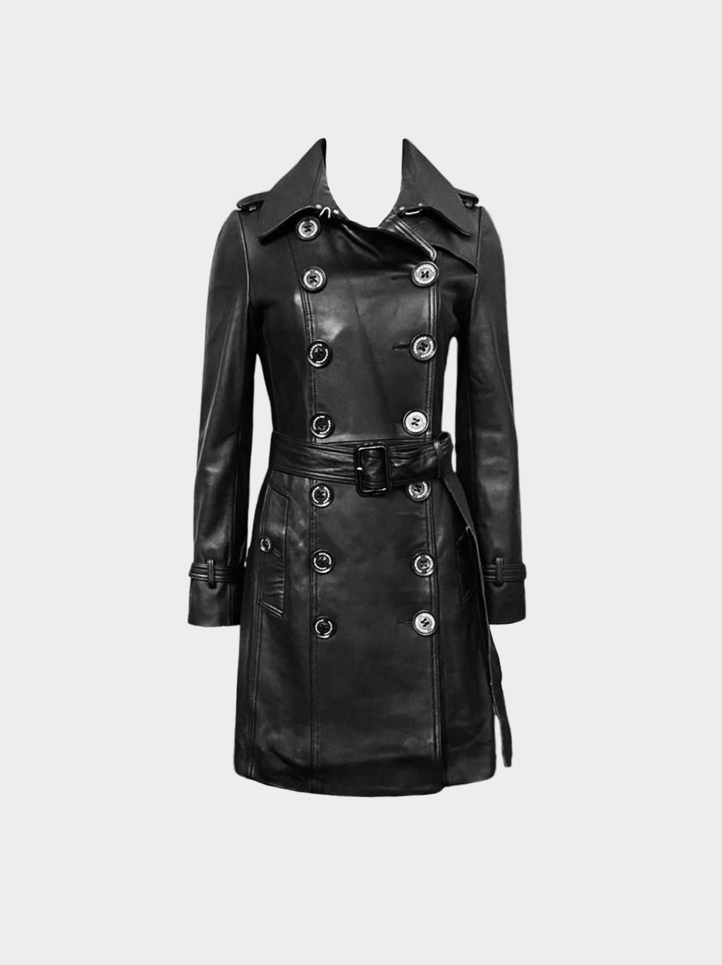 Burberry 2017 Black Sandringham Leather Trench Coat