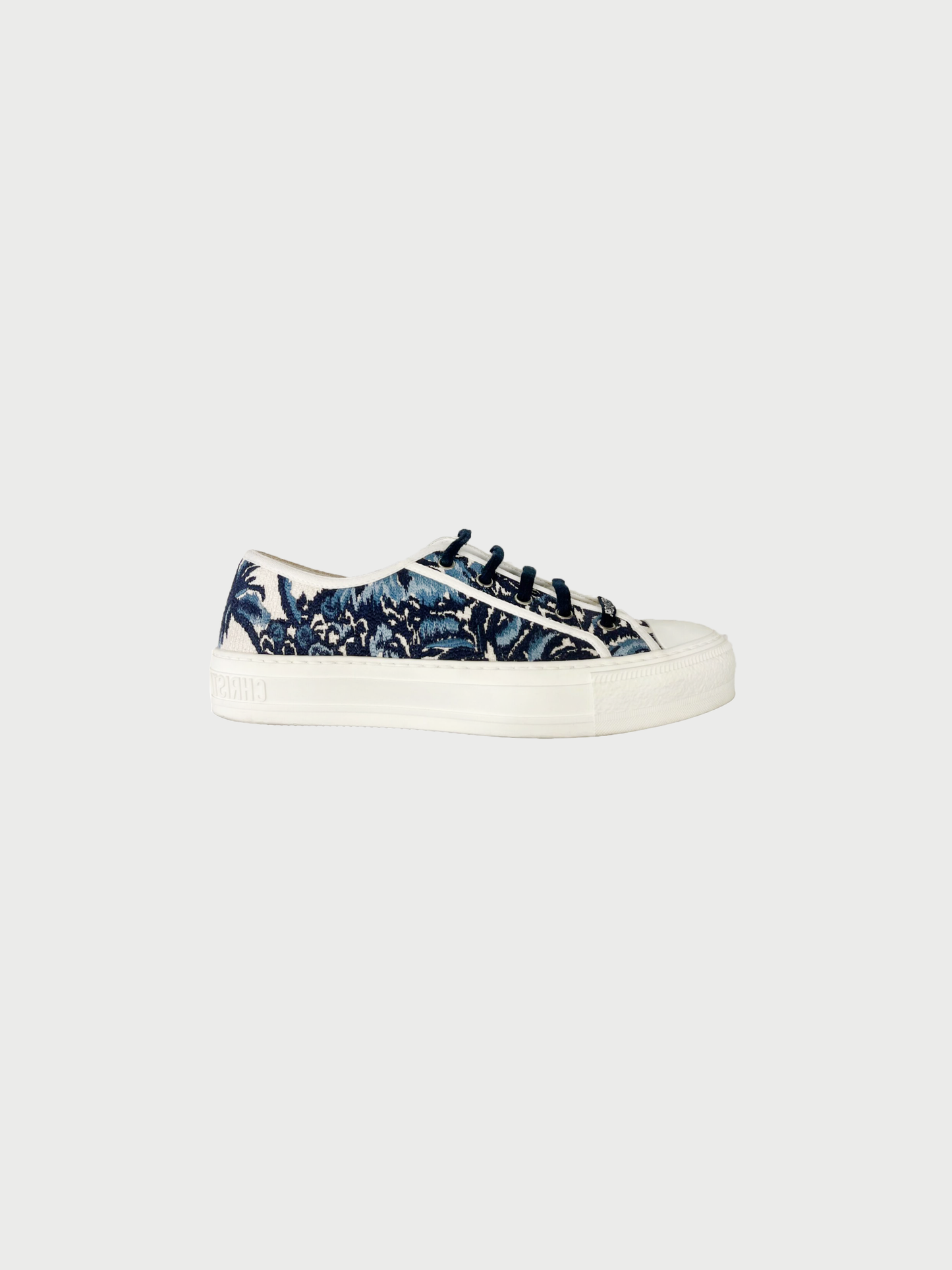 Christian Dior 2020s Cream Blue Walk’N’Dior Palm Embroidered Runners