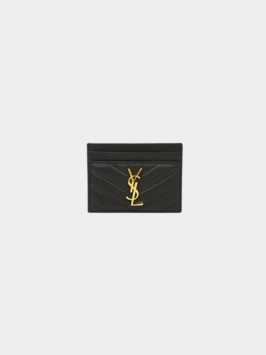 Yves Saint Laurent 2000s Black Cassandra Leather Card Case