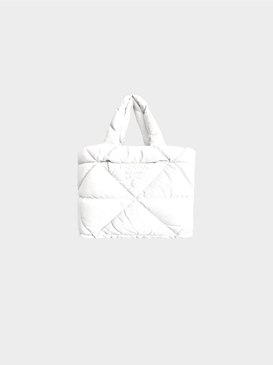 Prada 2020s White Padded Nappa Tote Bag