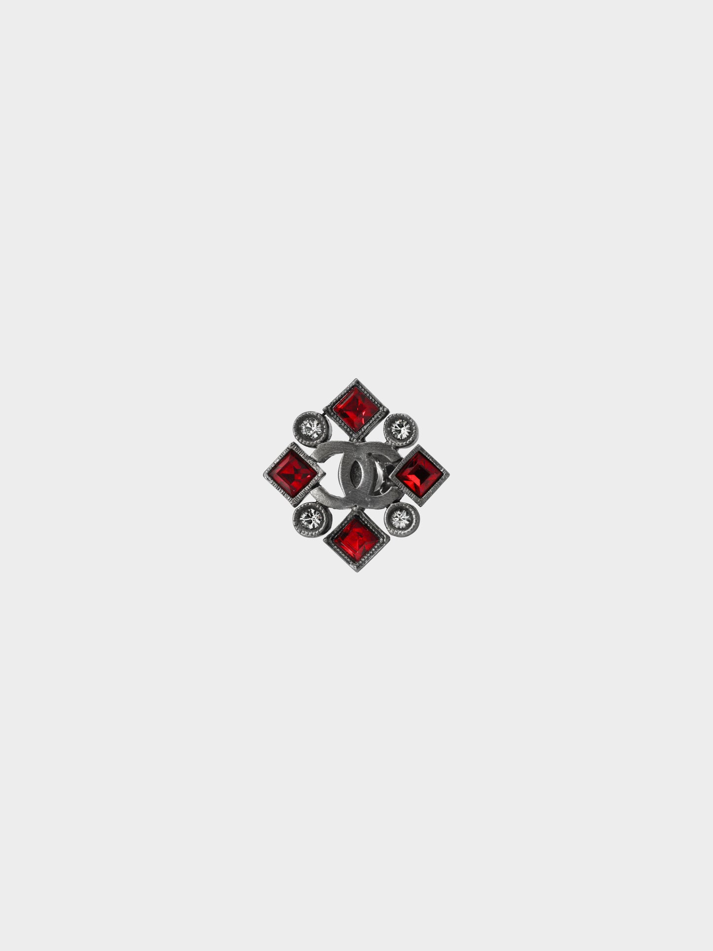 Chanel Spring 2005 Gunmetal CC Rhinestone-embellished Brooch
