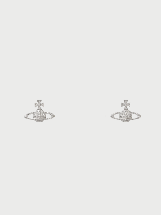 Vivienne Westwood 2000s Silver Plated Metal Rhinestone Orb Earrings