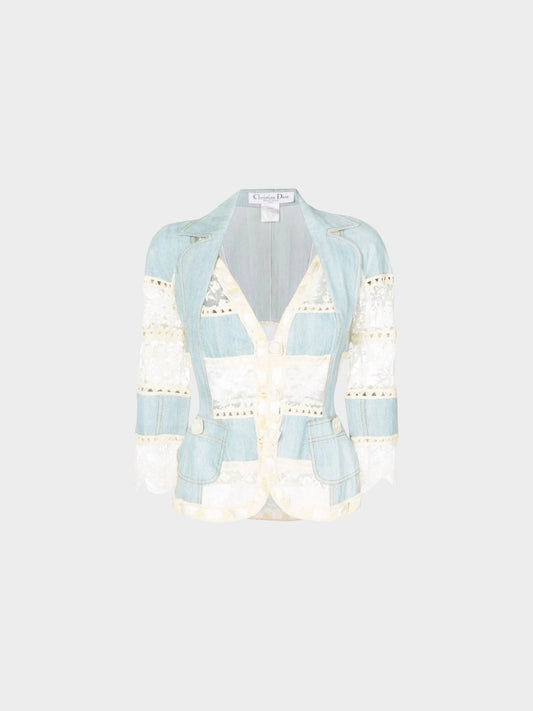 Christian Dior SS 2005 Denim and Sheer Lace Jacket