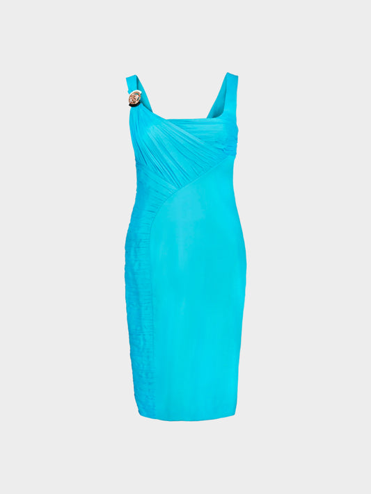 Versace 2012 Blue Medusa Silk Dress