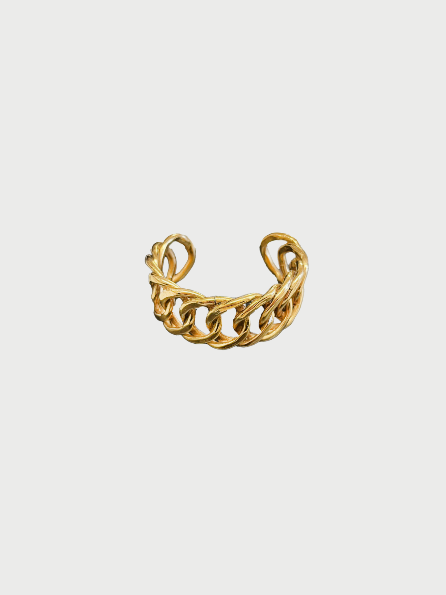 Chanel 1980s Gold Plated Metal Link Cuff Bracelet
