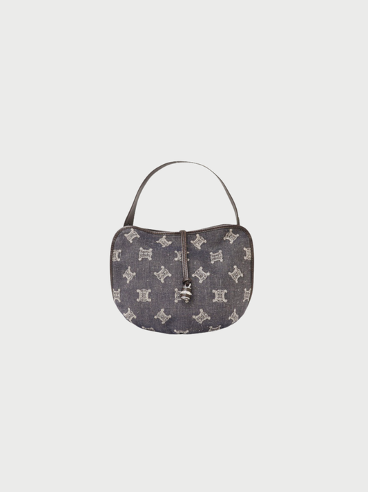 Celine 2000s Blue Denim Leather Bittersweet Macadam One-Shoulder Bag