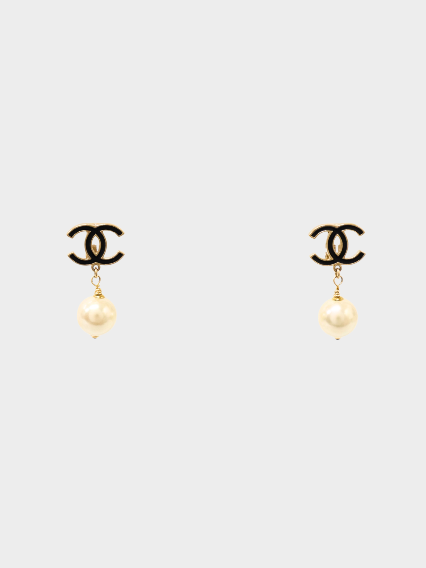 Chanel 2005 Black Gold Pearl COCO Earrings