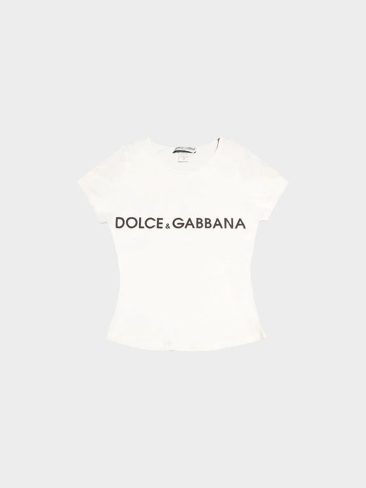 Dolce and Gabbana 2000s White Cotton Logo Top