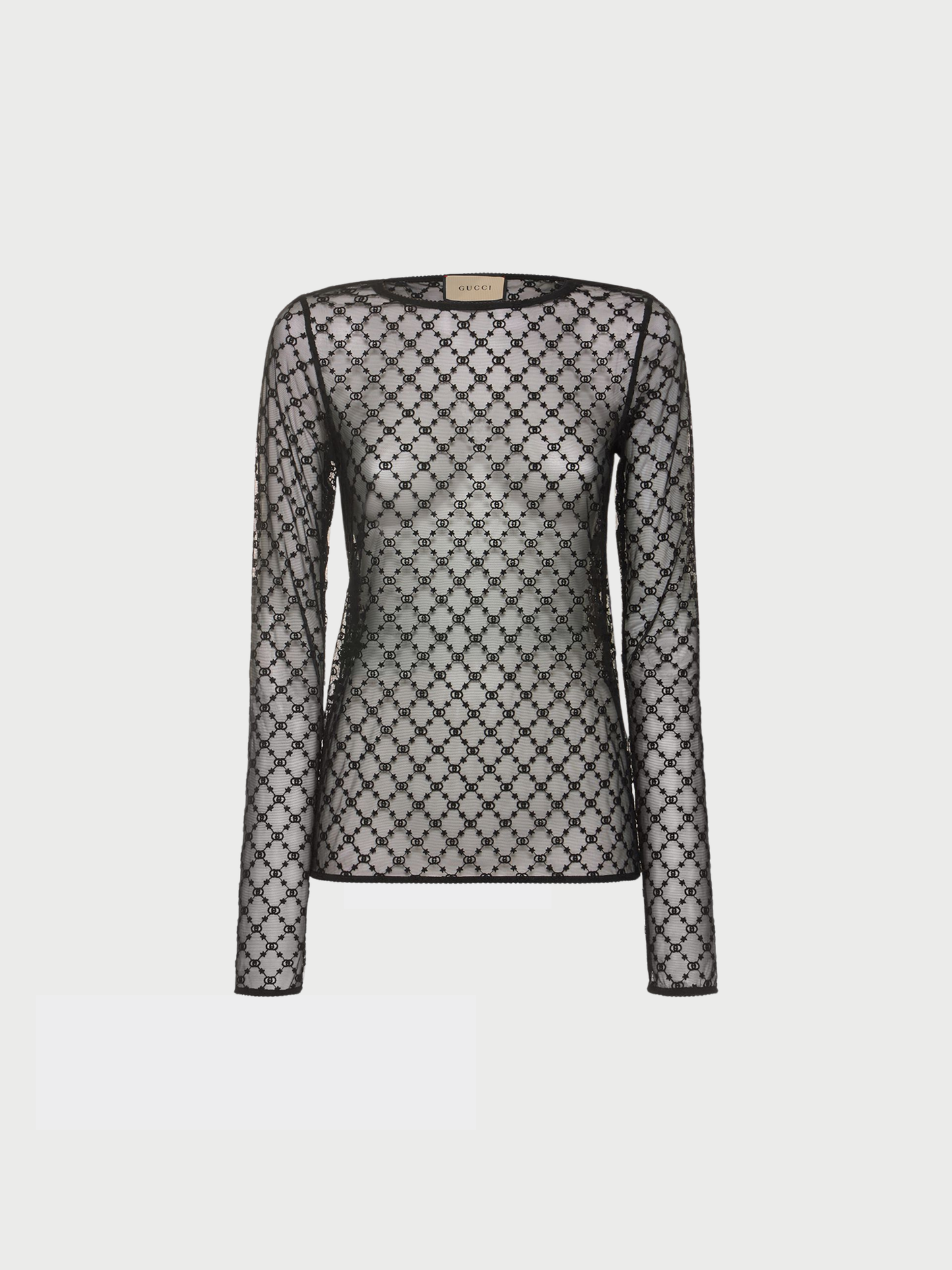 Gucci 2000s Black Nylon GG Sheer Top