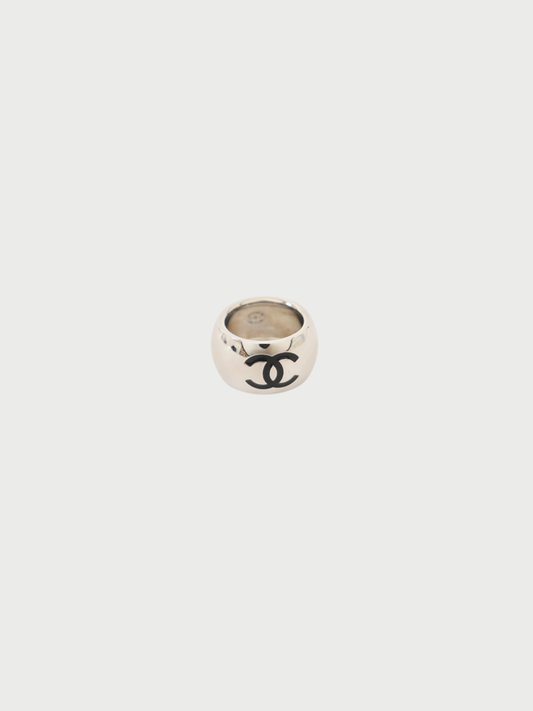 Chanel 2013 Silver Plated Metal COCO Ring
