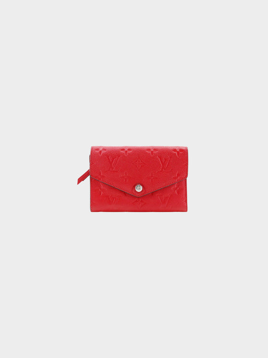 Louis Vuitton 2016 Red Monogram Caviar Leather Tri-fold Wallet