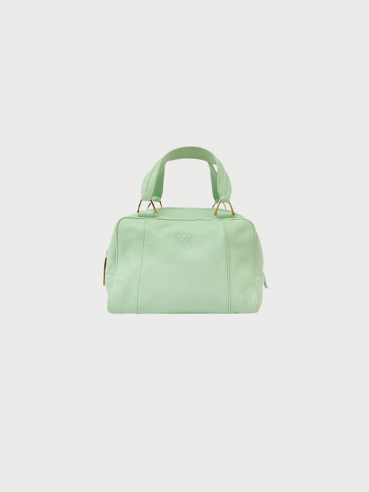 Loewe 2000s Mint Green Nappa Leather Anagram Mini Handbag