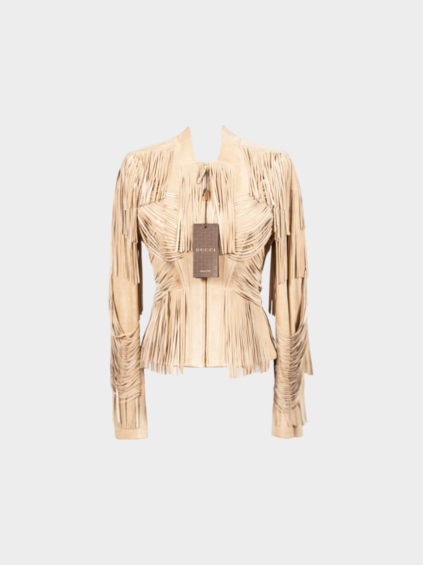 Gucci 2010s Beige Suede Fringed Jacket
