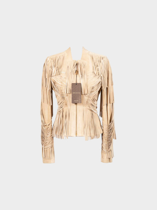 Gucci 2010s Beige Suede Fringed Jacket