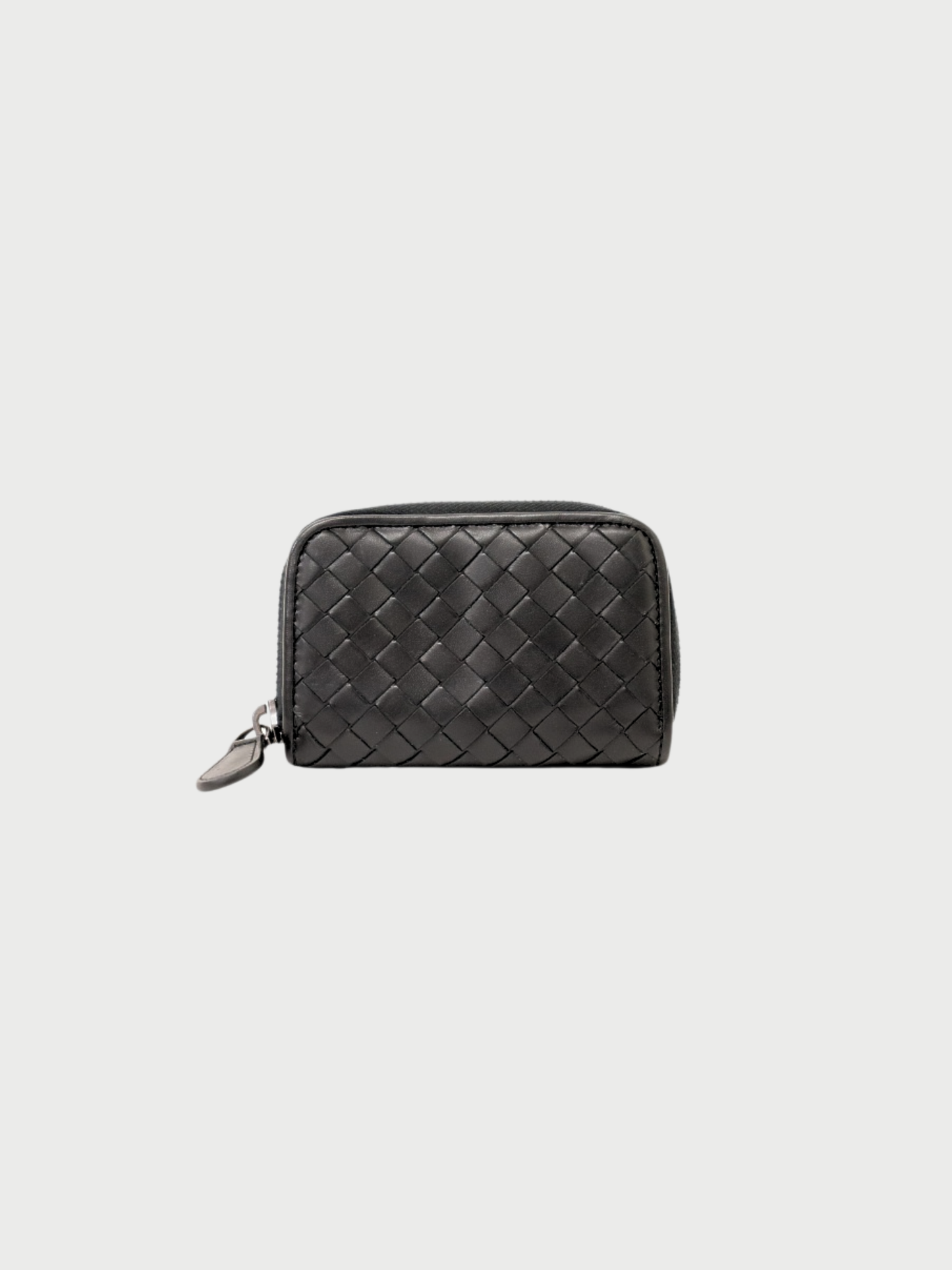 Bottega Veneta 2010s Black Leather Intrecciato Coin Case