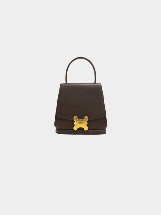 Celine 2000s Brown Triomphe Leather 2-Way Bag