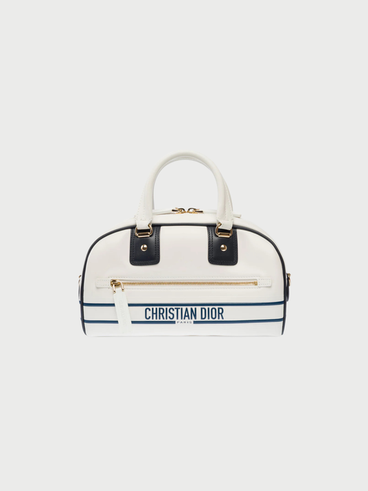 Christian Dior 2020s White Leather Mini Vibe Bowling Bag