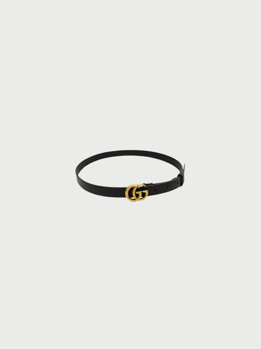 Gucci 2000s Black Leather GG Marmont Belt