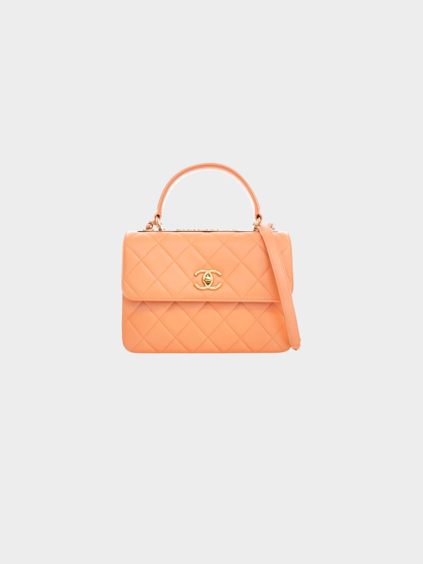 Chanel 2019 Orange Lambskin Trendy CC Small Top Handle Bag