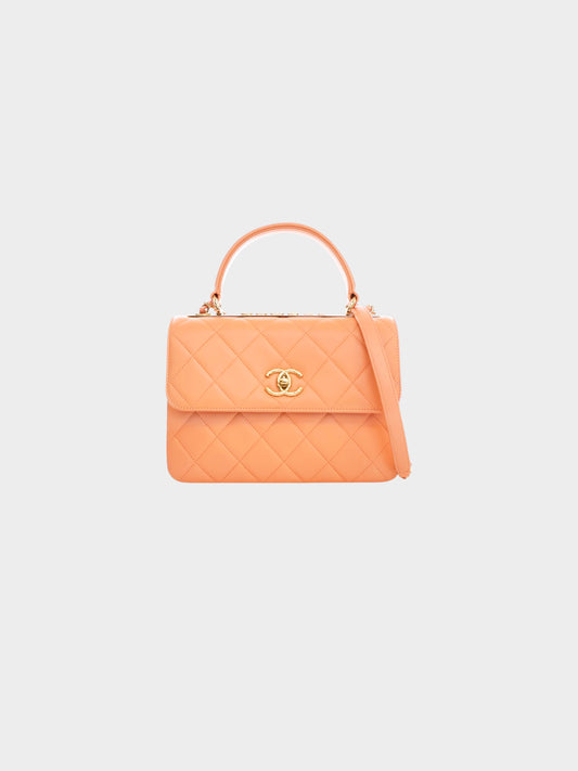 Chanel 2019 Orange Lambskin Trendy CC Small Top Handle Bag