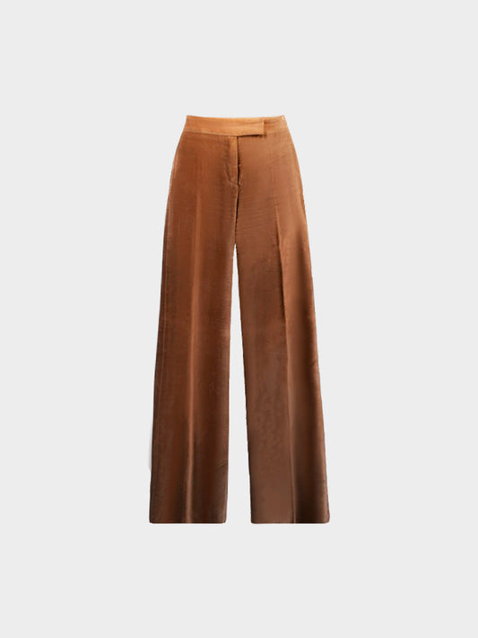 Chloe 2000s Brown Velvet Wide Leg Pants