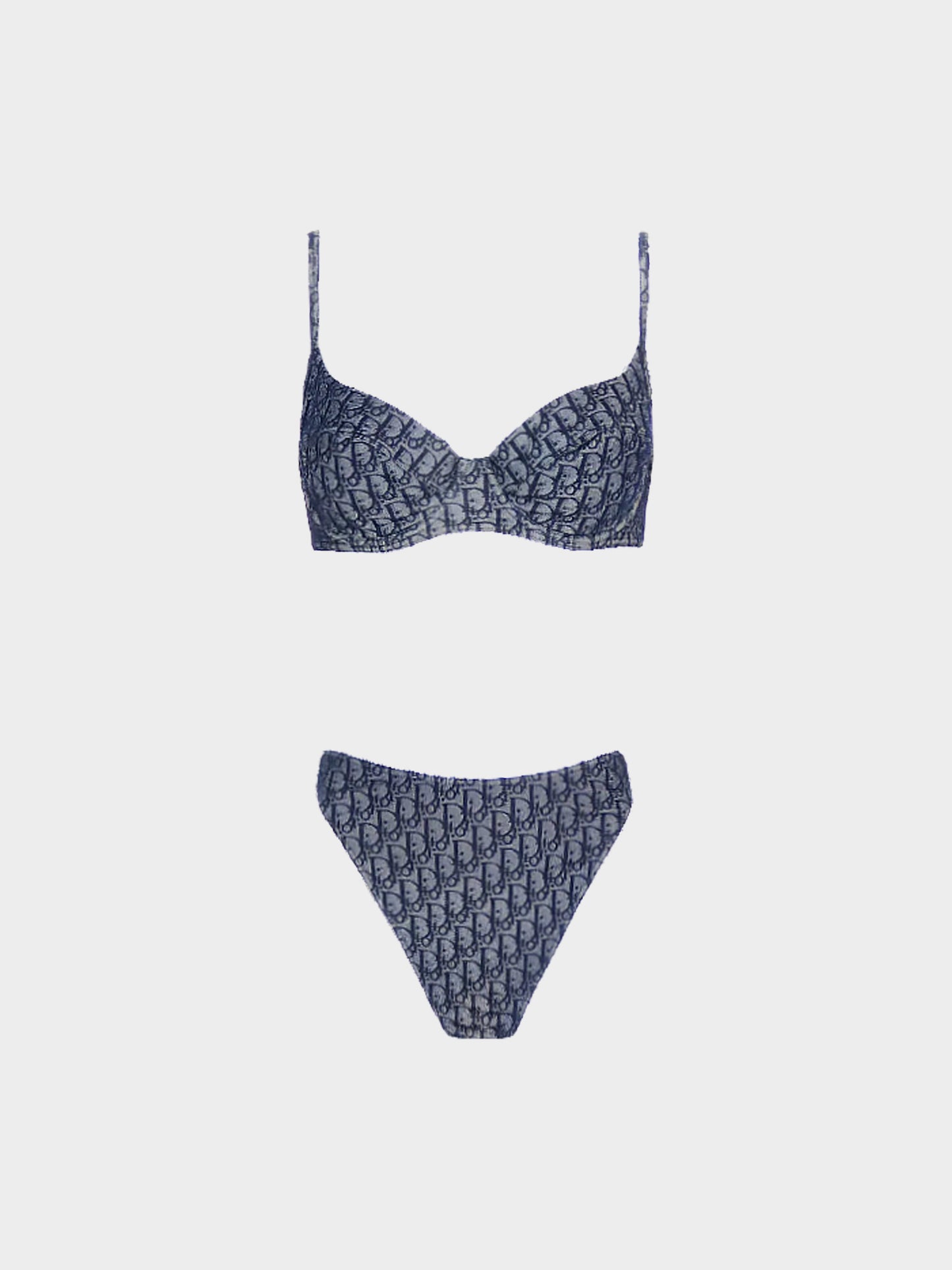 Christian Dior 2004 Navy Monogram Two-Piece Lingerie Set
