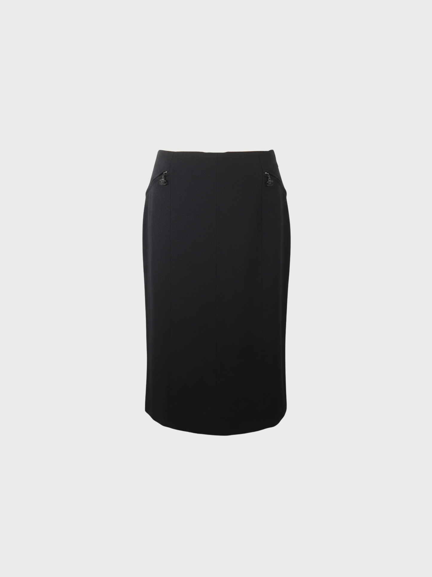 Chanel 2004 Black Wool Coco Mark Skirt