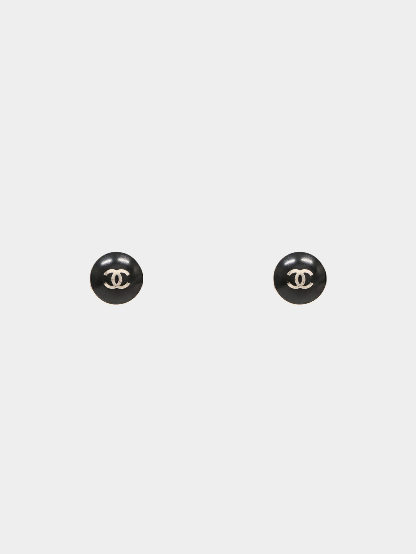Chanel 2000 Black CC Round Stud Earrings